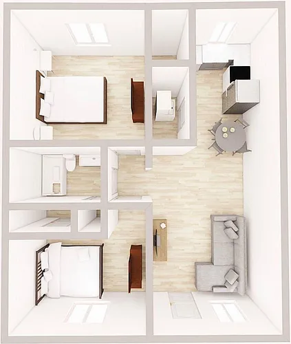 Floor plan Two Bedroom One Bath
