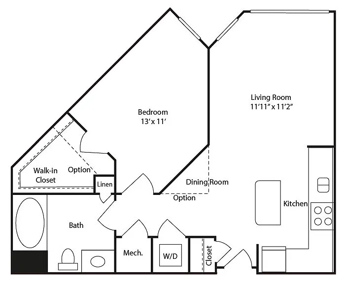 Floor plan 1 BR A1J
