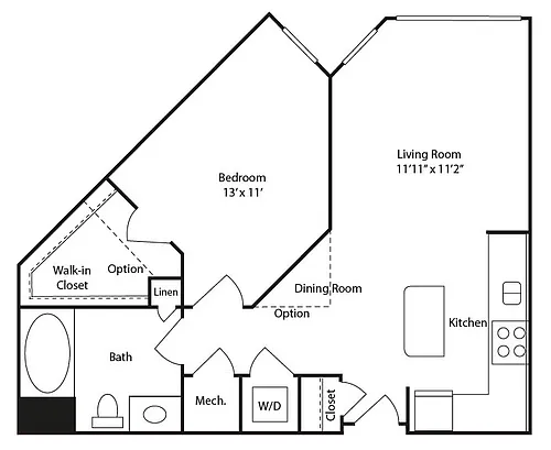Floor plan 1 BR A1J