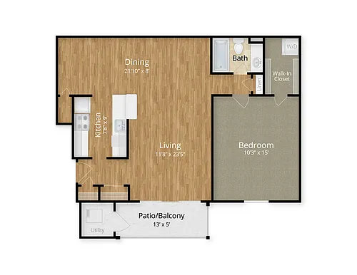 Floor plan 1 Bed x 1 Bath