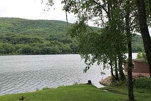 Waterfront  and the mountain in the back