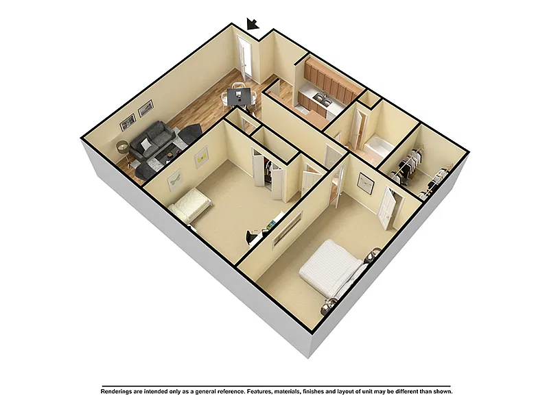 Floor plan 2 Bedroom 1 Bath