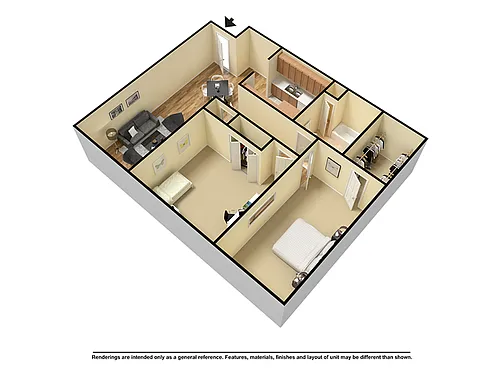 Floor plan 2 Bedroom 1 Bath