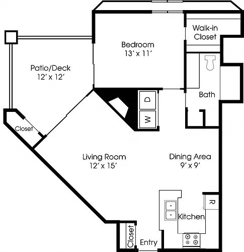 Floor plan 1BR 1BA
