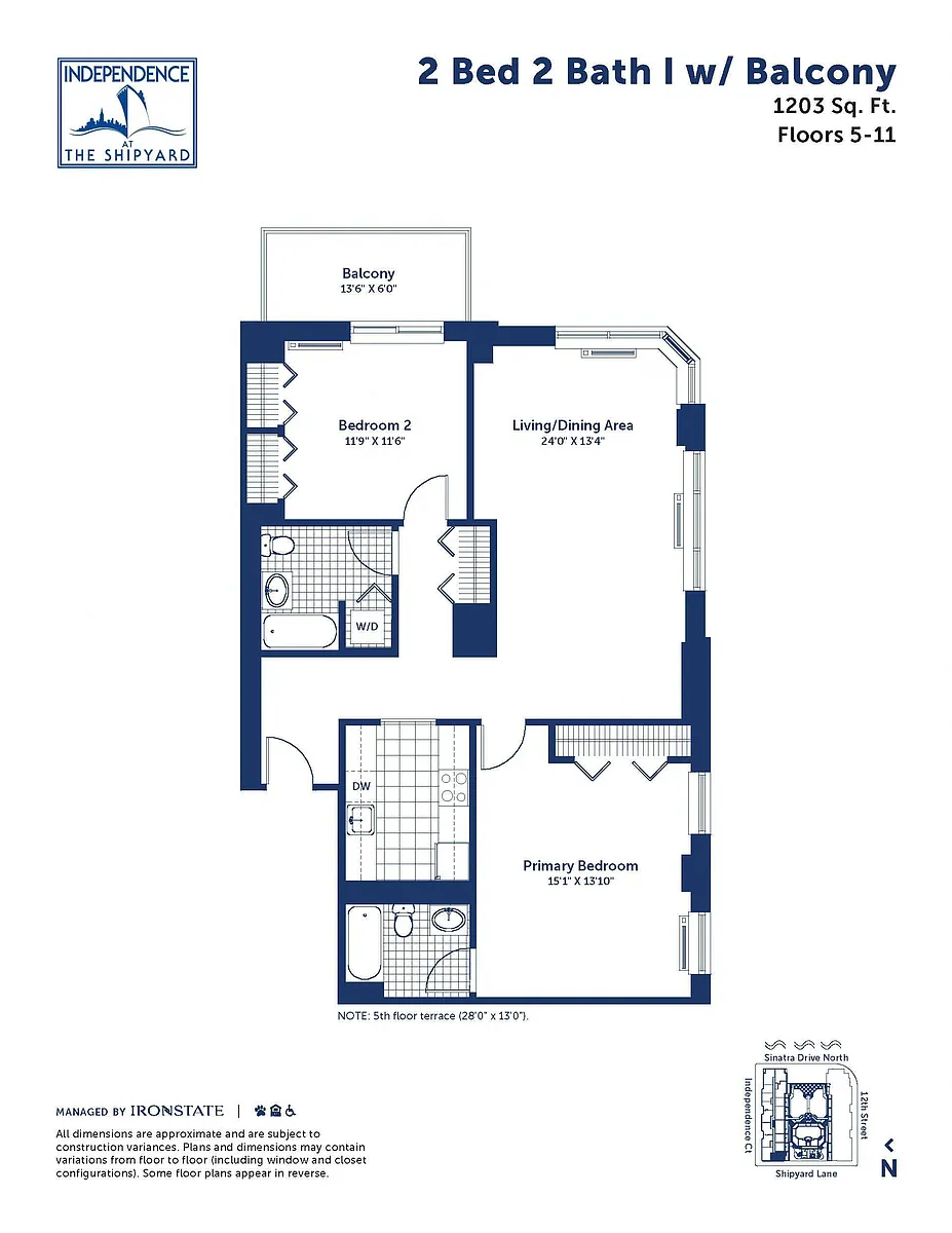 Floor plan 2 Bed 2 Bath I With Balcony