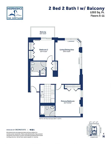 Floor plan 2 Bed 2 Bath I With Balcony