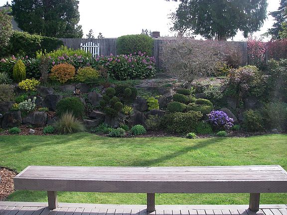 Back yard from wood deck