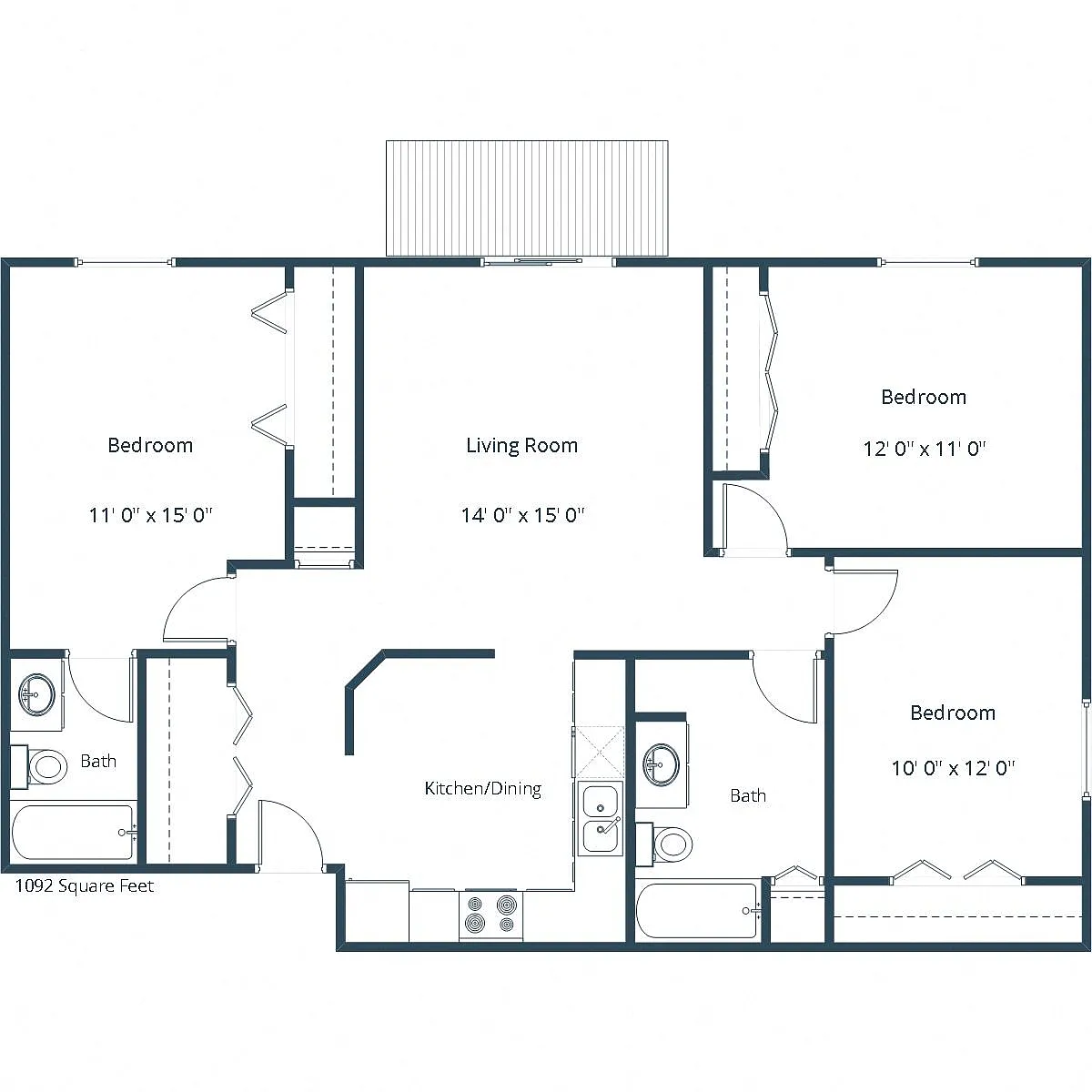Floor plan Three Bedroom 32B
