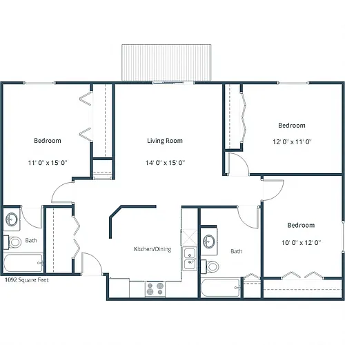 Floor plan Three Bedroom 32B