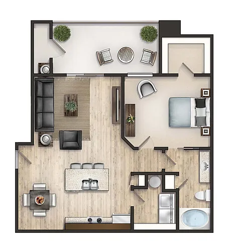 Floor plan The Upper Flat Rock with Balcony