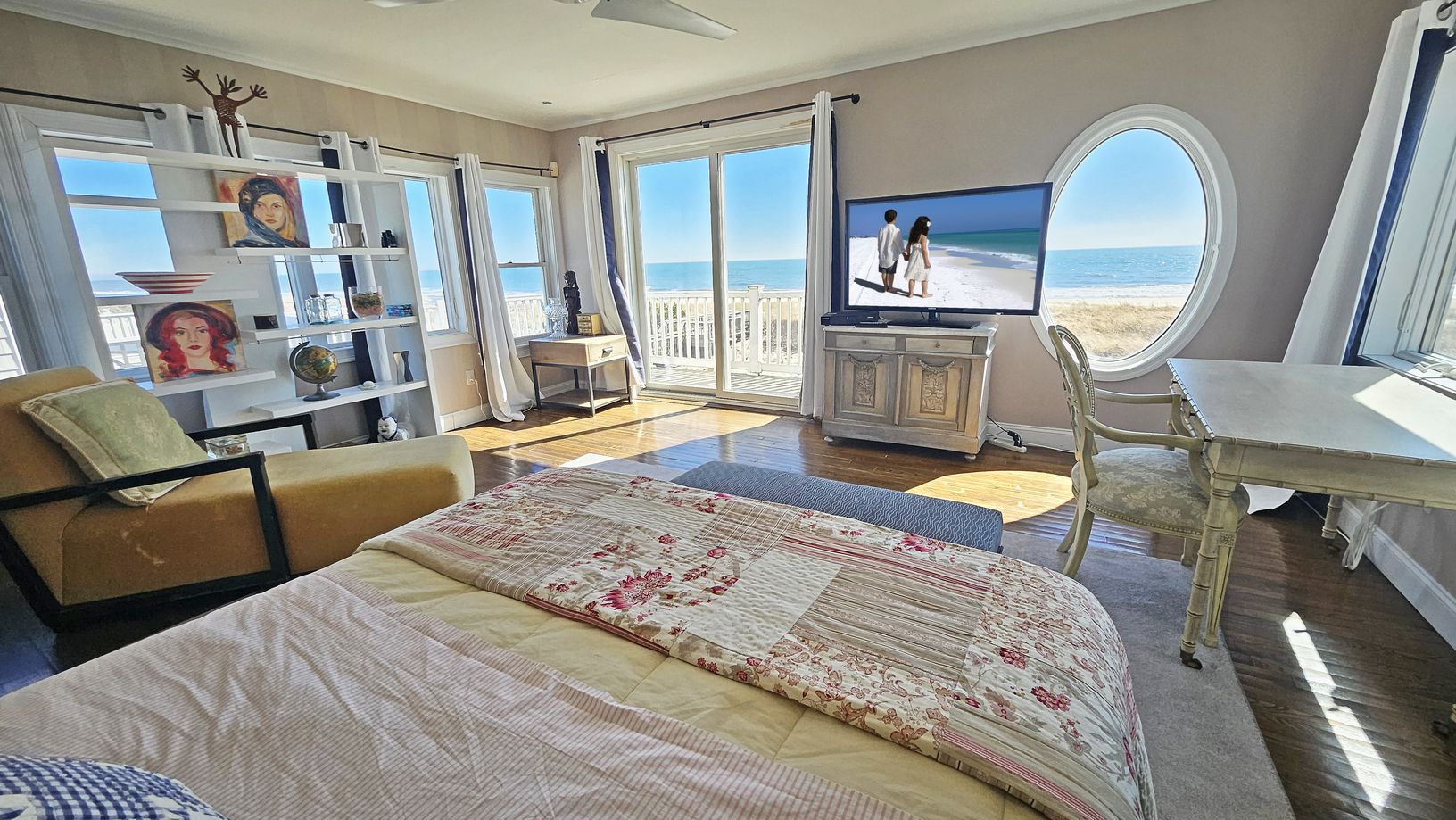  Second floor primary bedroom (BR 3) with private oceanfront balcony