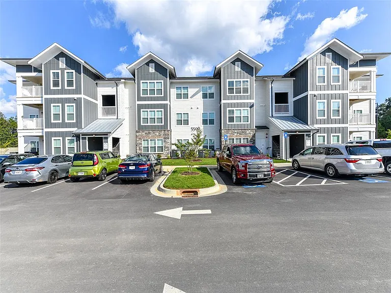 The Station at Brighton residential building and parking