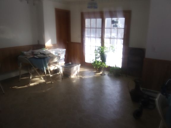 Double doors from...Kitchen