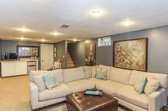 Family room in basement