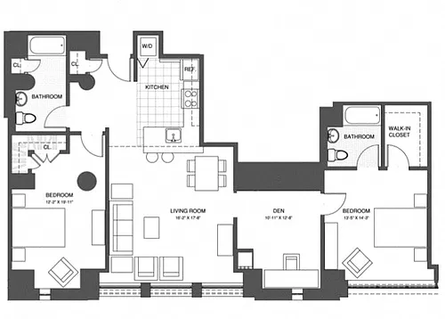 Floor plan 2 Bed/2 Bath Den