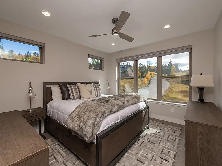 Primary Suite on Upper Level that overlooks the hot tub!
