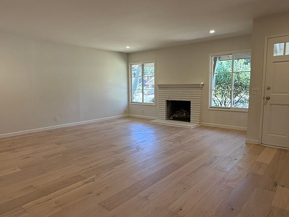 Spacious living room with fireplace