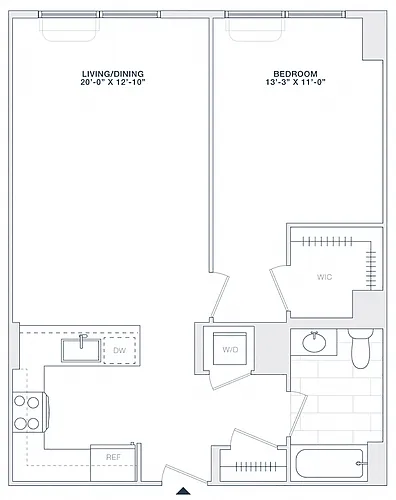 Floor plan 1 BED 1 BATH 765 RSF