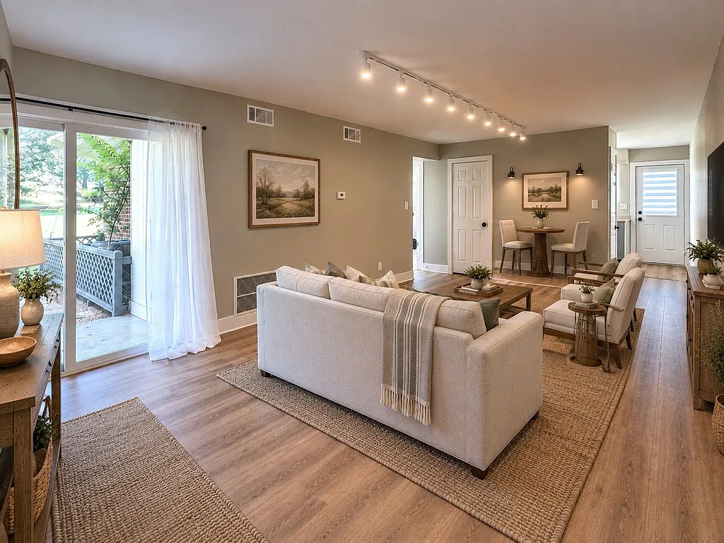 Living room/dining room (Ai staged)