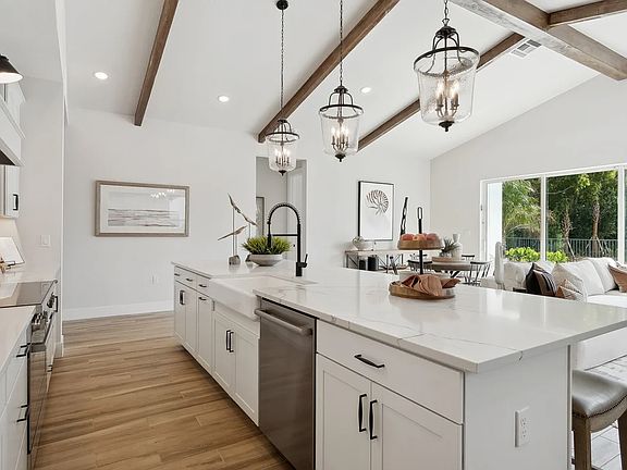Stained ceiling beams
