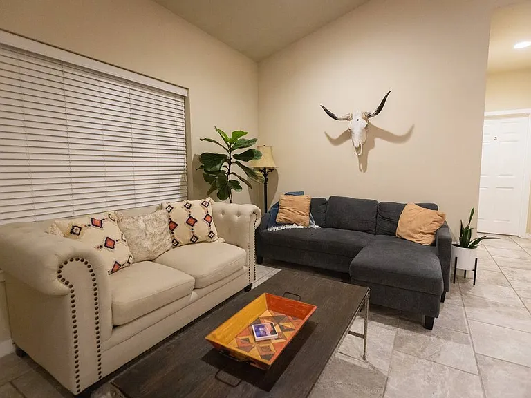 Reading nook by beautiful gas fireplace