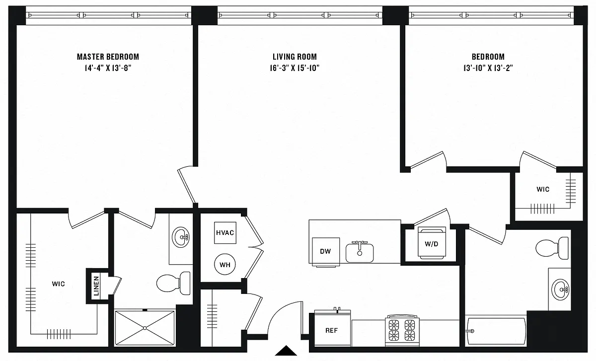 Floor plan 2 Bed/2 Bath (UB-01.1)