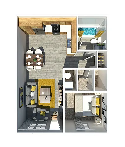 Floor plan 1 Bedroom 1 Bathroom