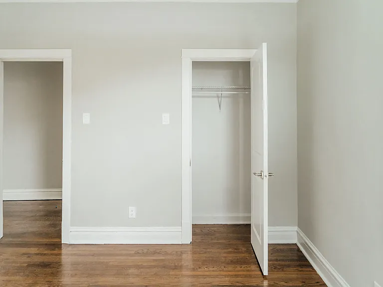 Bedroom - Gray Turnover & Hardwood Floor