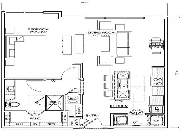 Floor plan One Bedroom/One Bath