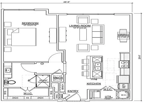 Floor plan One Bedroom/One Bath