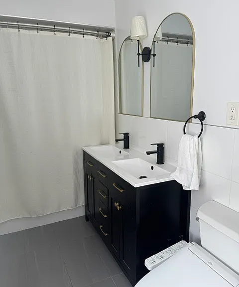 Larger bathroom with double sink