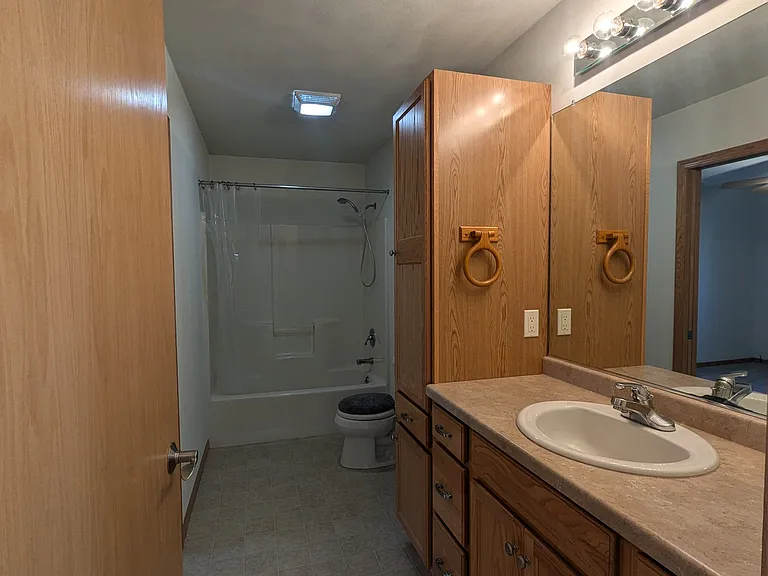 Bathroom #2.
Connects to bedroom #2 via sliding door.