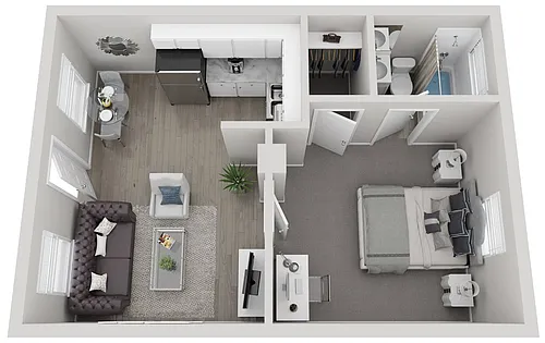 Floor plan A2 1x1 C Upgraded - Call for Availability