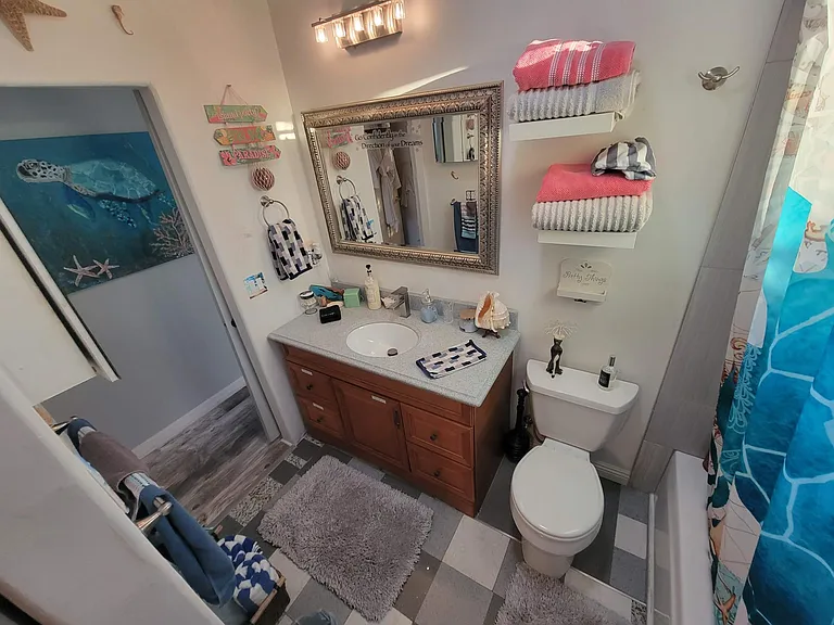 Full size shower with tub
