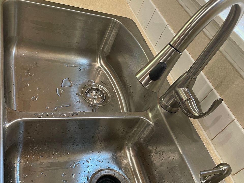 Newly installed sink in kitchen
