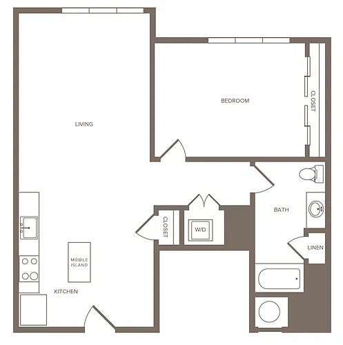 Floor plan 1 Bed/1 Bath-P