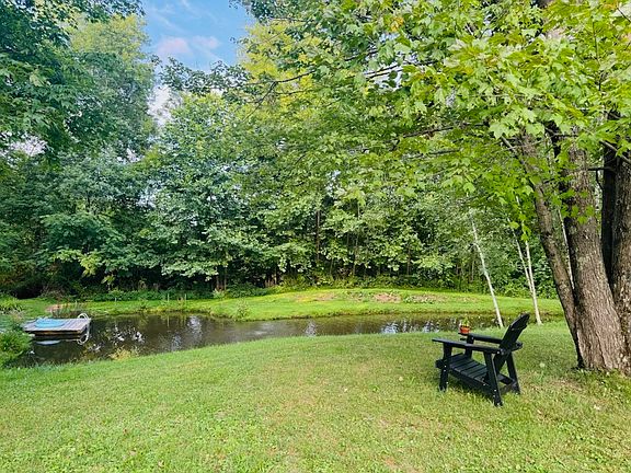 The spring-fed pond has fish, frogs, where herons often stop by for a snack.