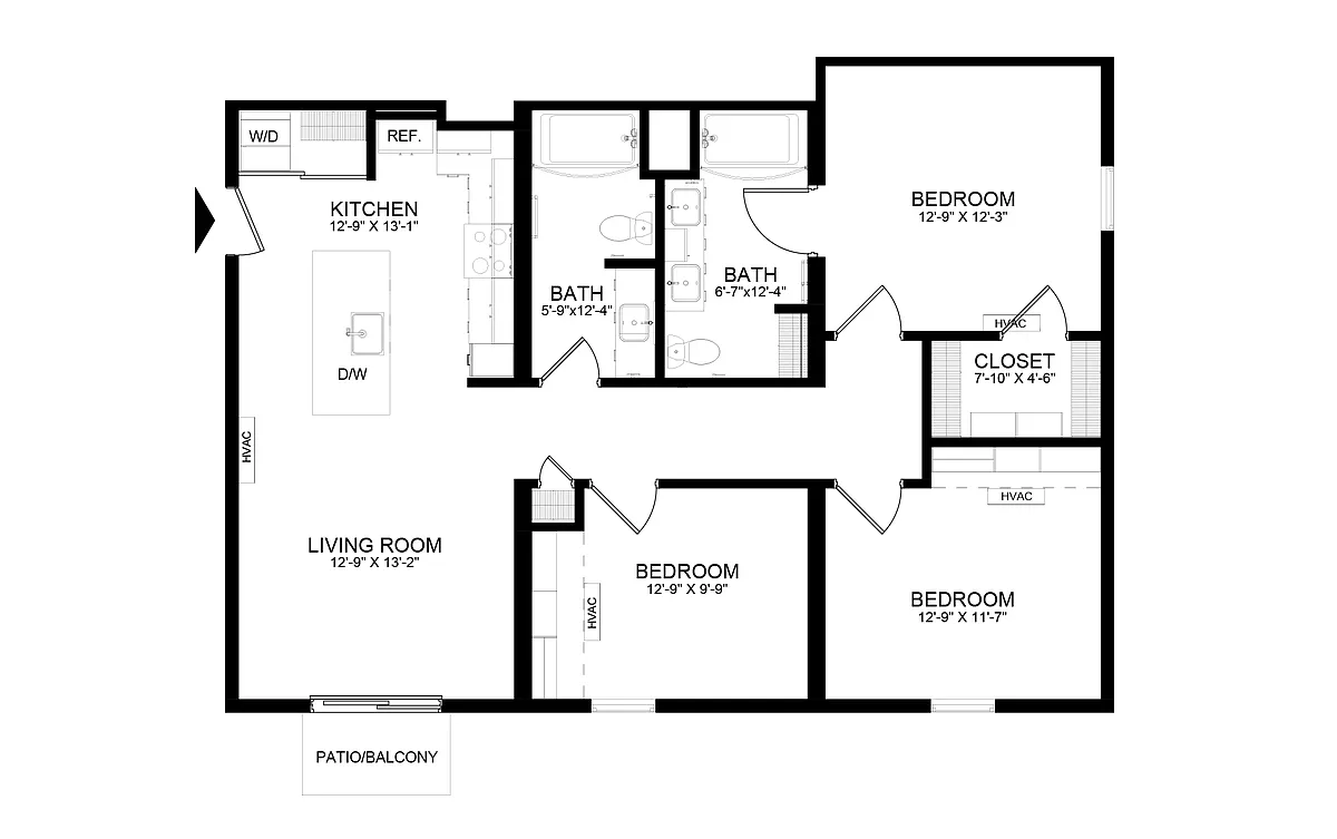 Floor plan Atlas - 3 Bedrooms 1109