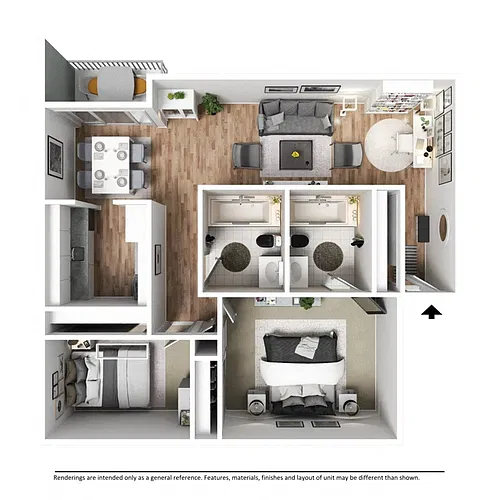 Floor plan Two Bed Two Bath - B2