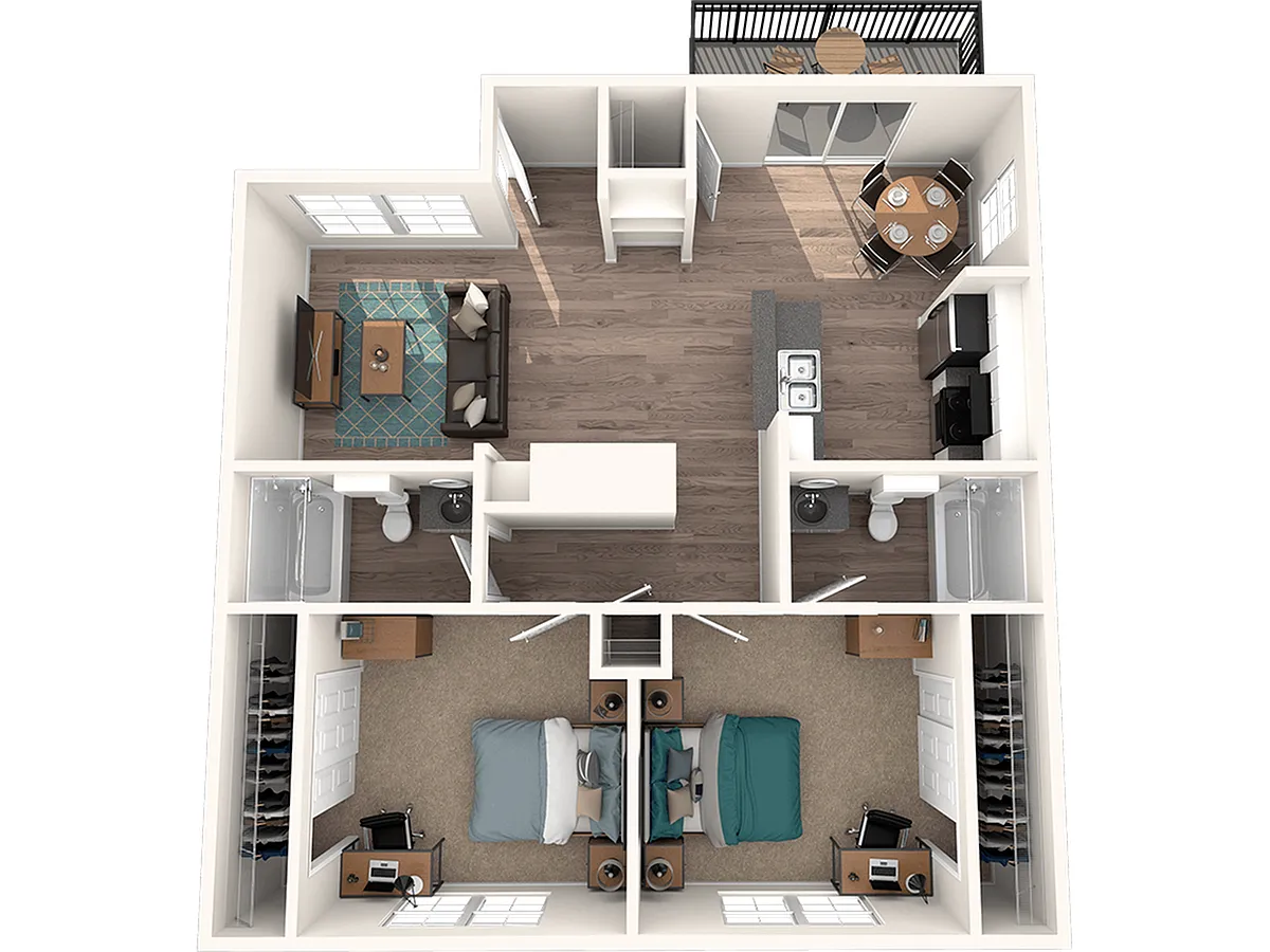 Floor plan 2x2A U | Upgraded