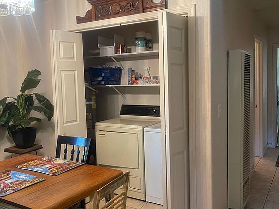 kitchen table and laundry closet