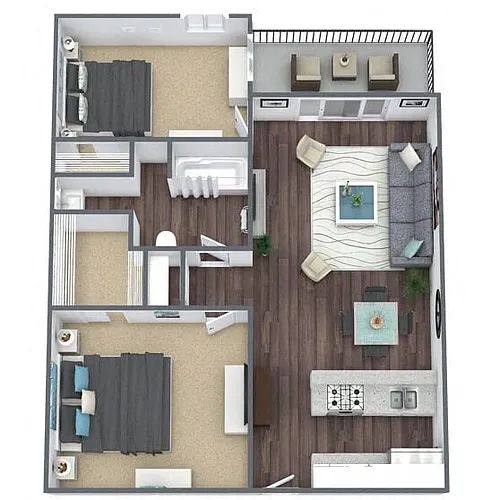 Floor plan B1: 2 Bed 1 Bath