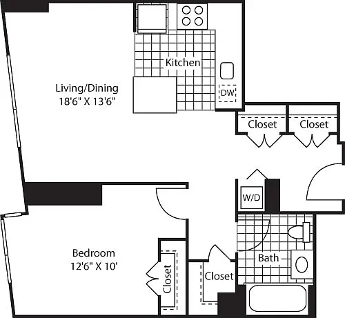 Floor plan One Bedroom Lkit FL 10_698