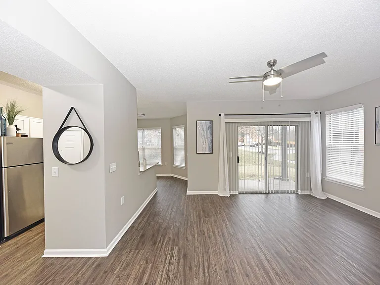 Living Room with Hardwood Style Flooring