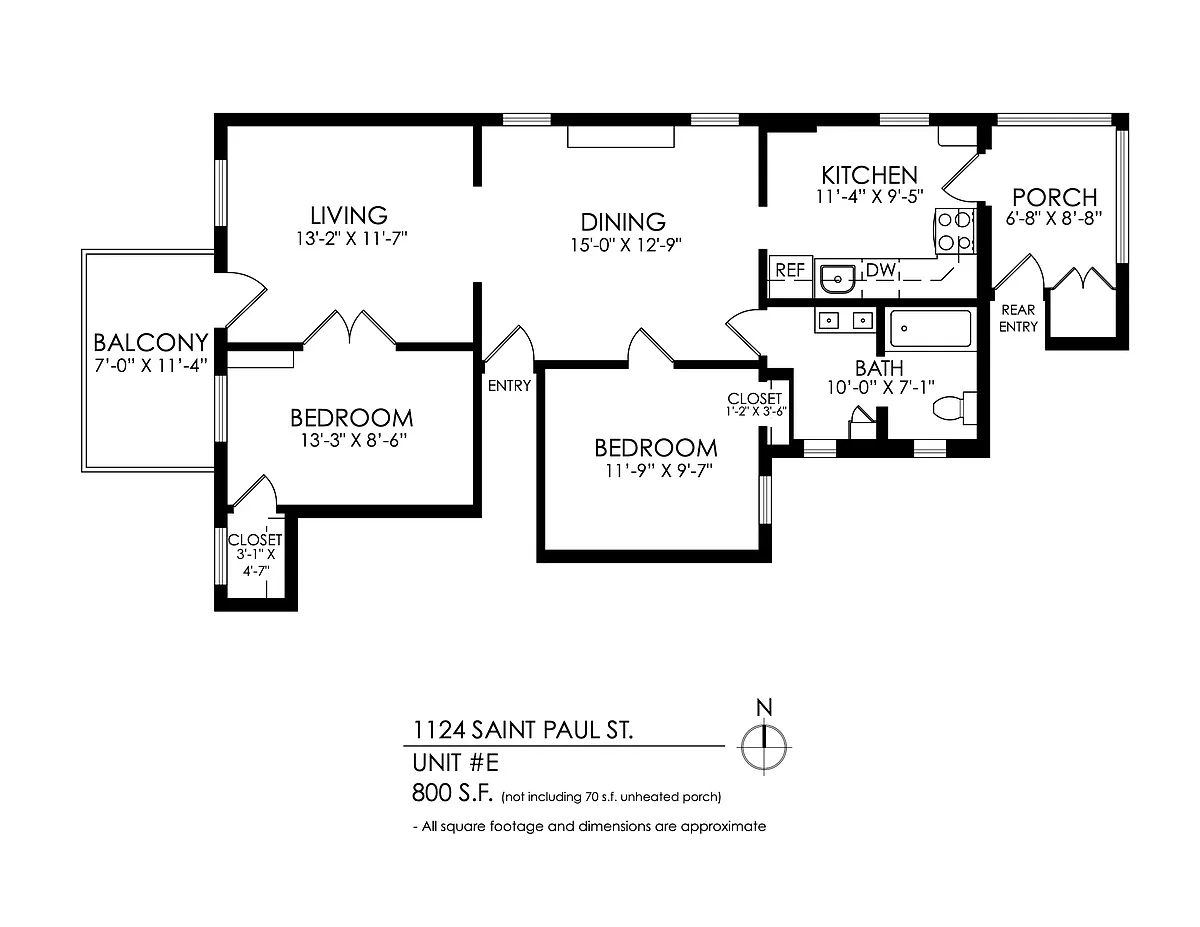 Floor plan 1124 St. Paul 2 bed 1 bath