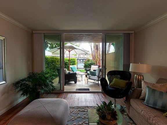View of patio from living room