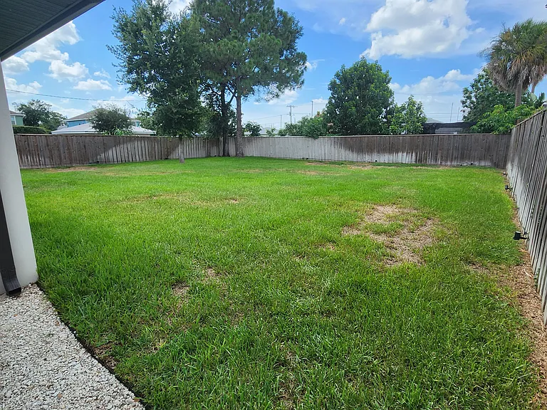 Private fenched in backyard