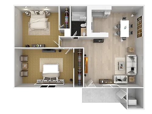Floor plan Two Bedroom / One Bath