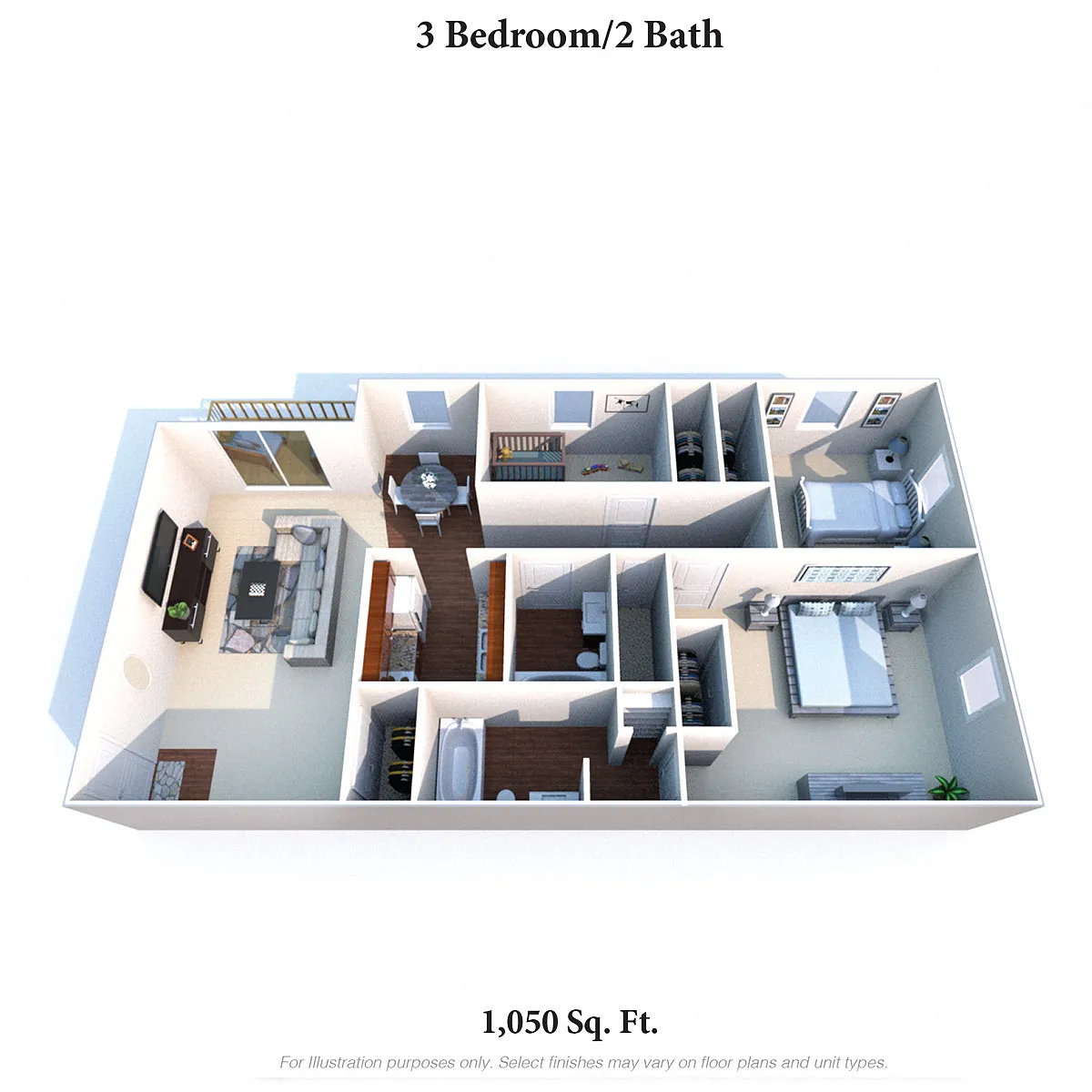 Floor plan 3 Bedroom 2 Bath