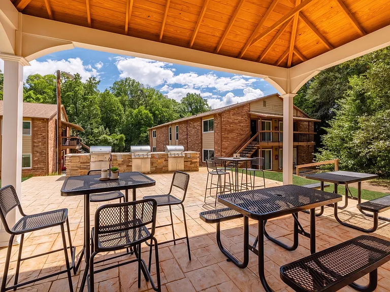 Outdoor Grilling Station with Pavilion Featuring Comfortable Seating